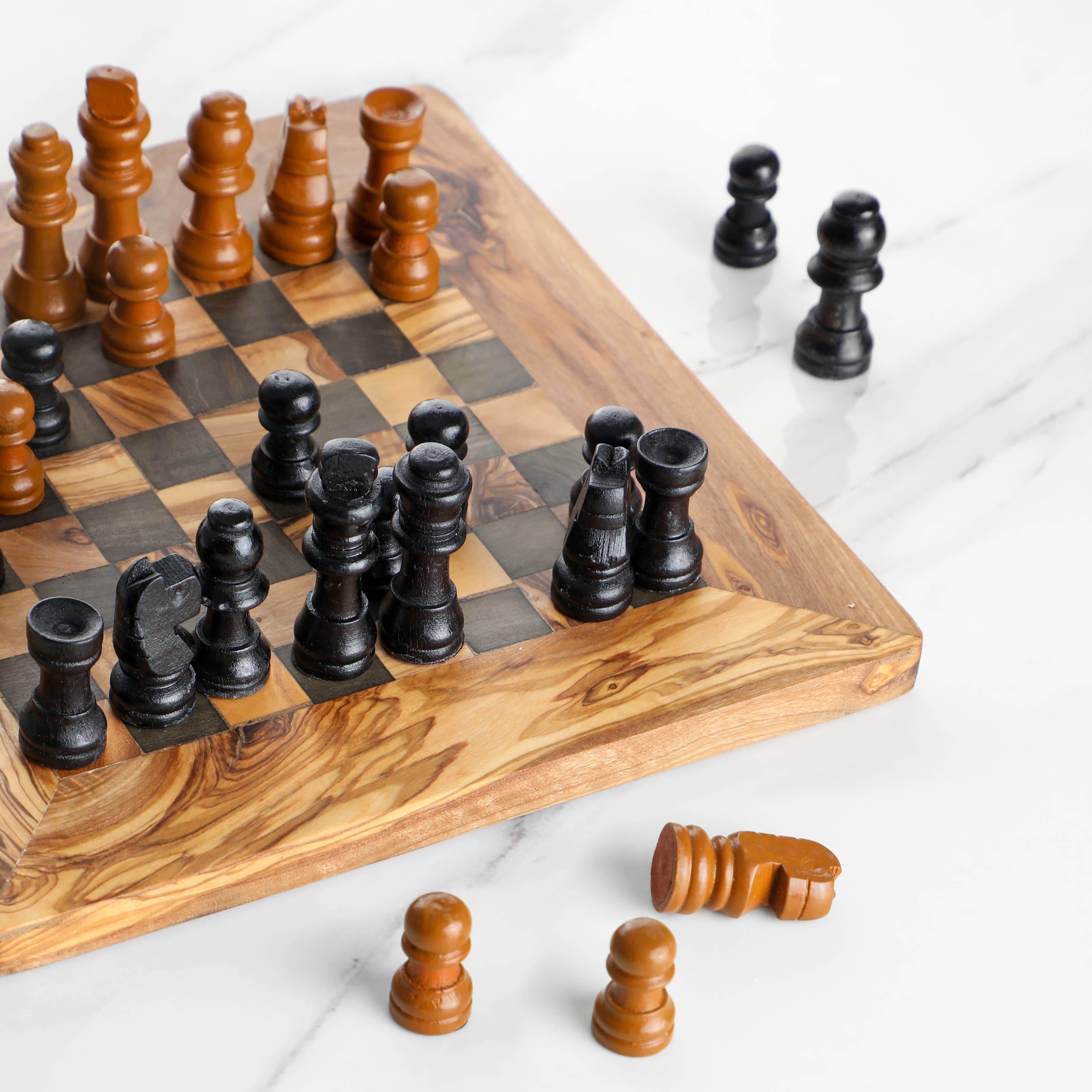 Krafts GmbH Olive Wood - Wholesale Board Game - Olive Wood Chessboard with Black Squares -Handmade Chess Set5