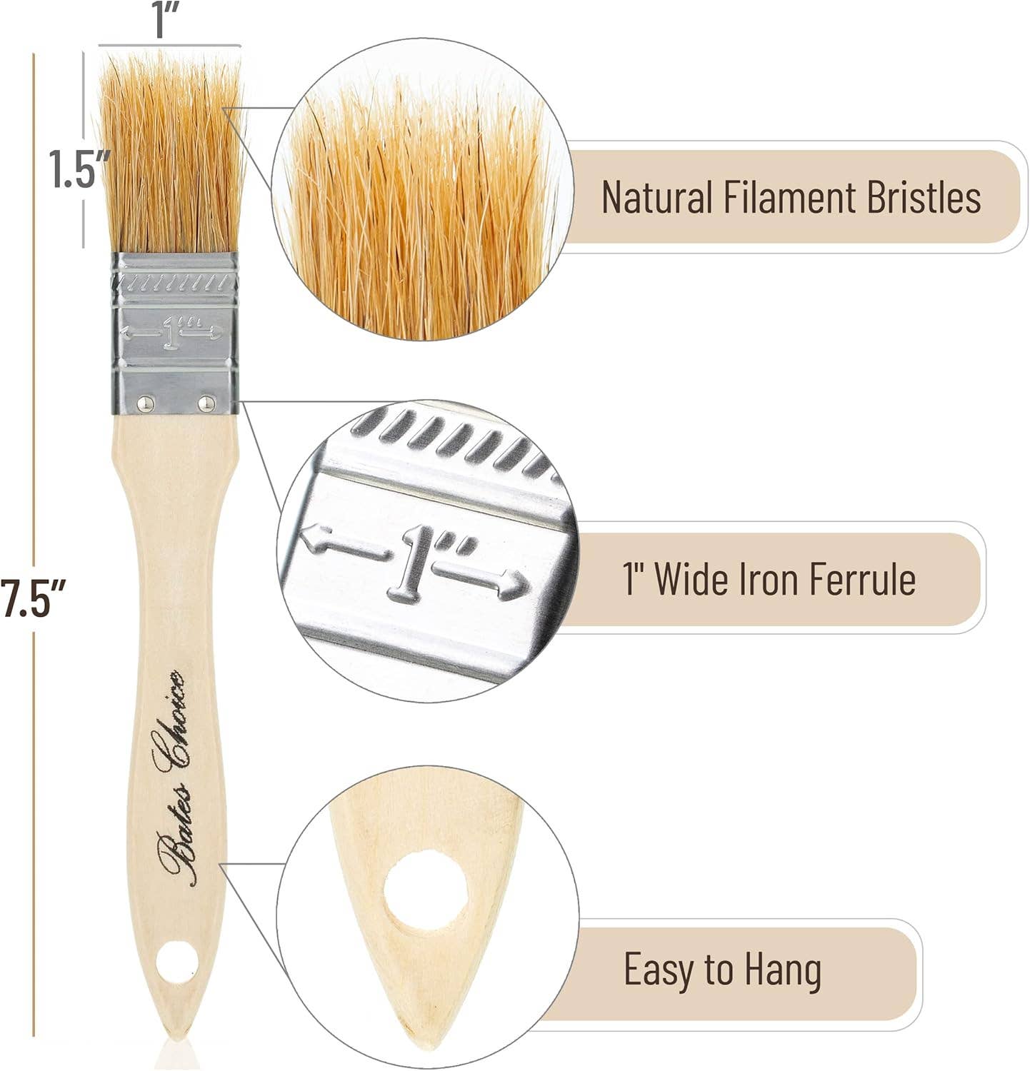 Bates Choice - Wholesale Paint/Wax Brush - Chip Paint Brushes, 1 Inch, 96 Pack2