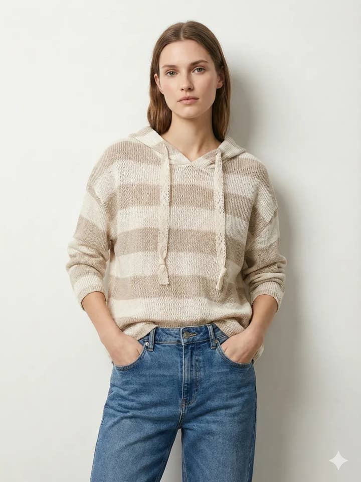 Striped Hoodie @5889_PuRCapuche for wholesale by Mimi & Gogo