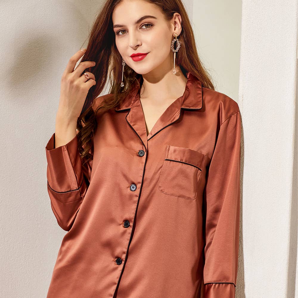 Mackleys – wholesale Sleepwear set – Women's – PREORDER Plain Long Sleeve and Pants PJ Set5