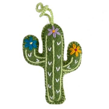 Tesoros Trading Company – wholesale Ornament – Wool Saguaro Cactus Ornament,Peru (WSAG)3