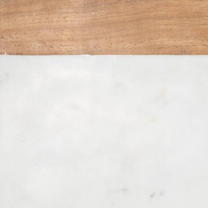Foreside Home & Garden - Wholesale Cutting Board - White Small Square Marble and Wood Cutting Board3