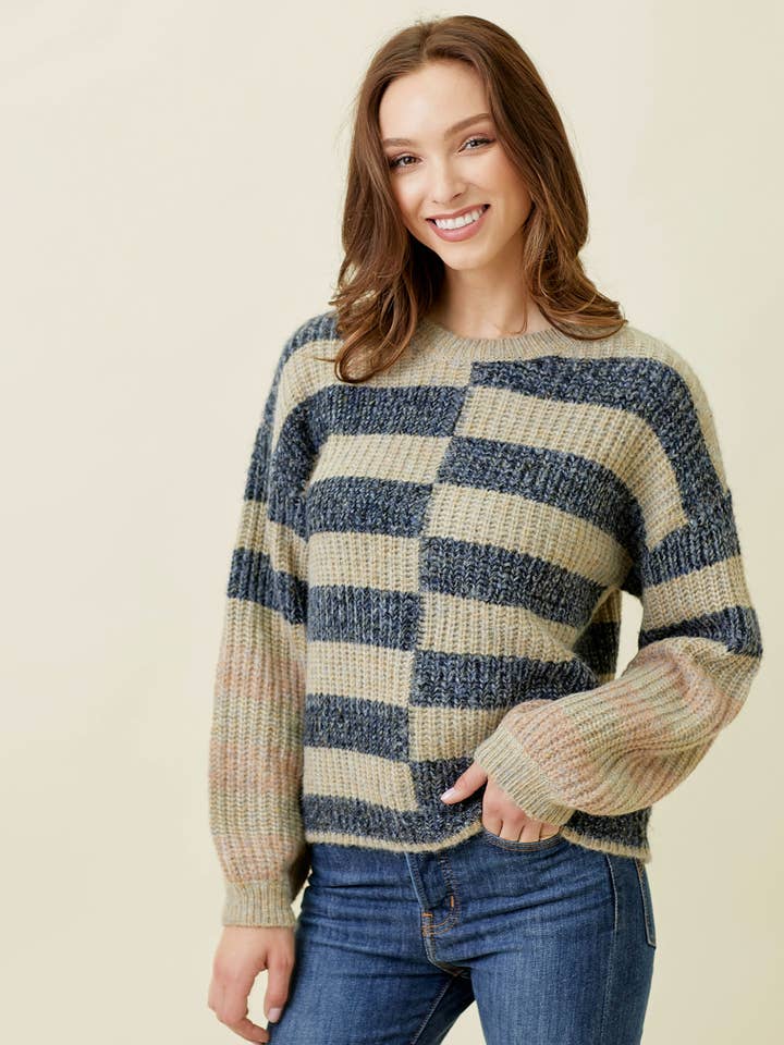 Mystree - Wholesale Knit Sweater - Women's - 57623 Multi Stripe Sweater Top