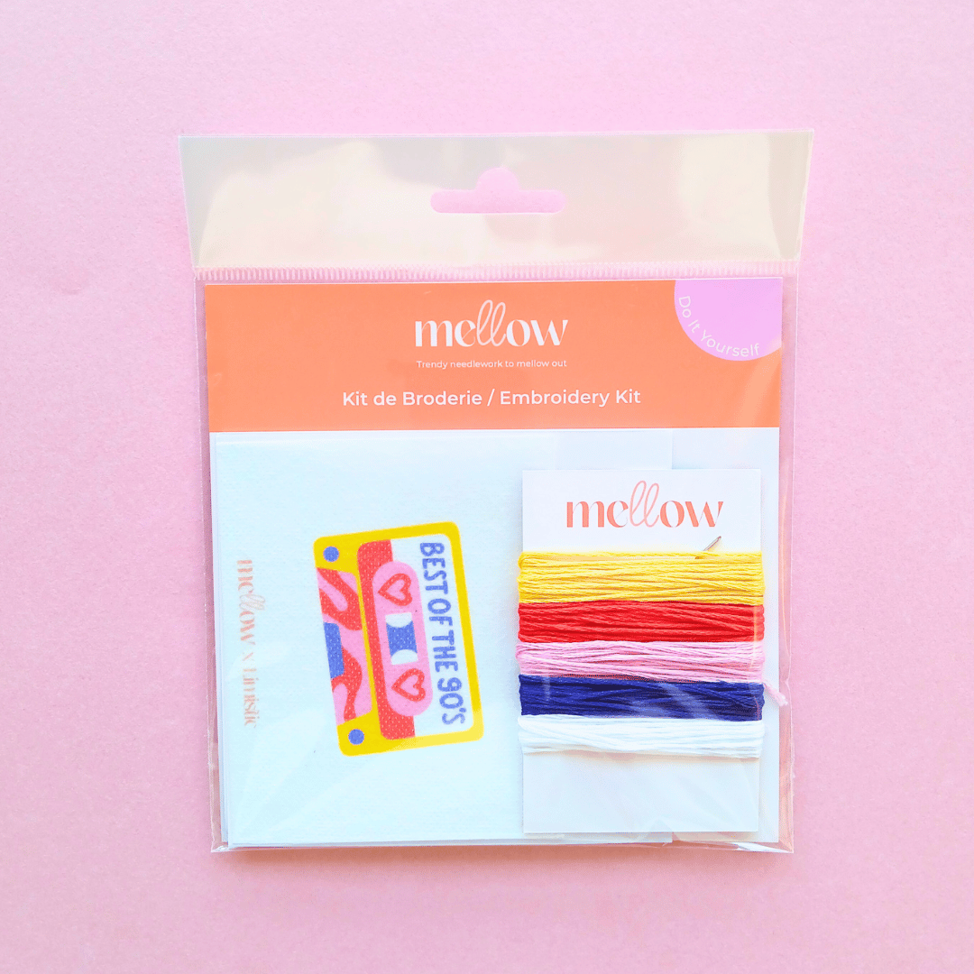 Mellow - Wholesale Craft Sewing Kit - Best of the 90's Mixtape Embroidery Kit by Limistic6