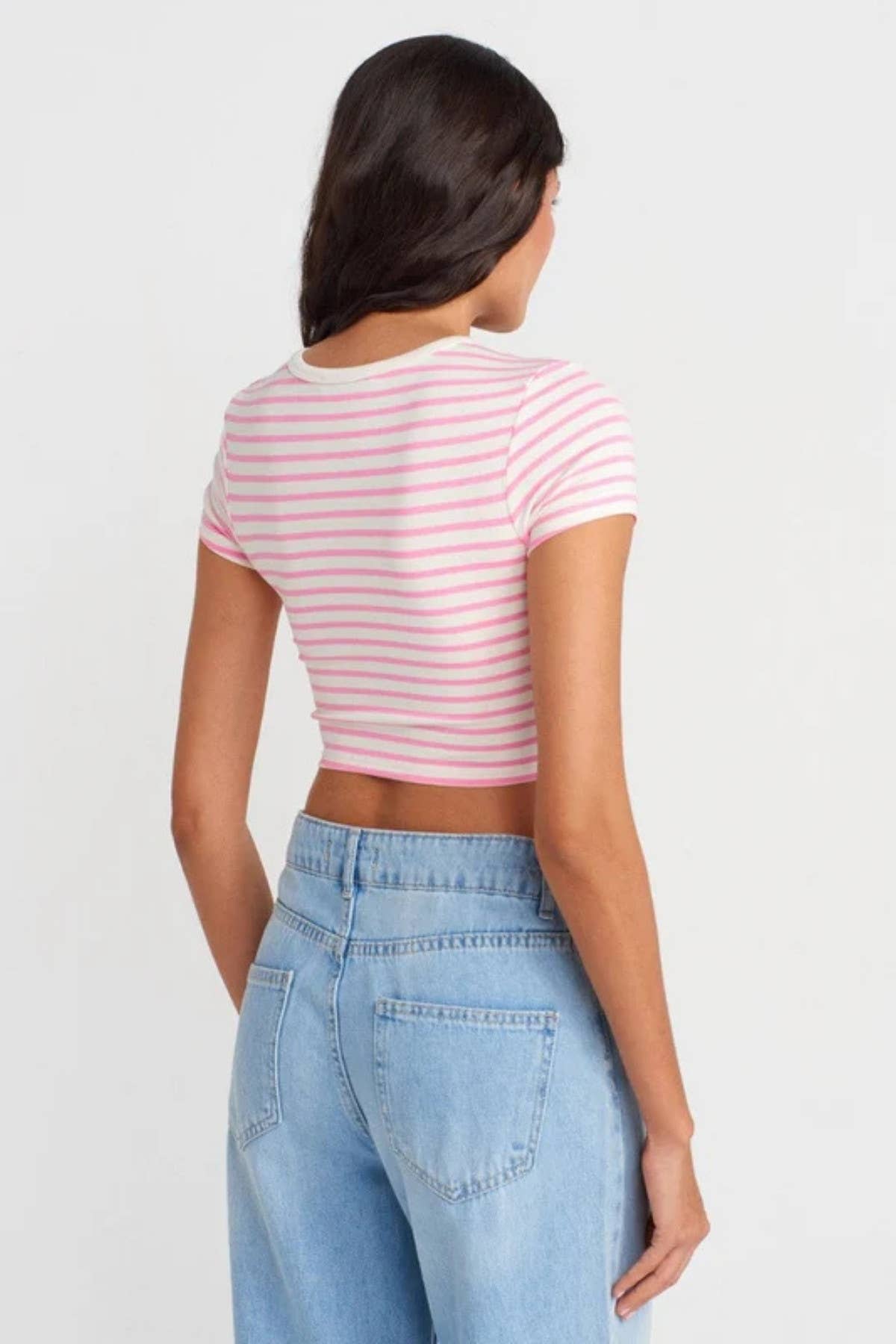 My 9Teen - Wholesale T-Shirt - Women's - Horizontal Stripes Crop Tee2