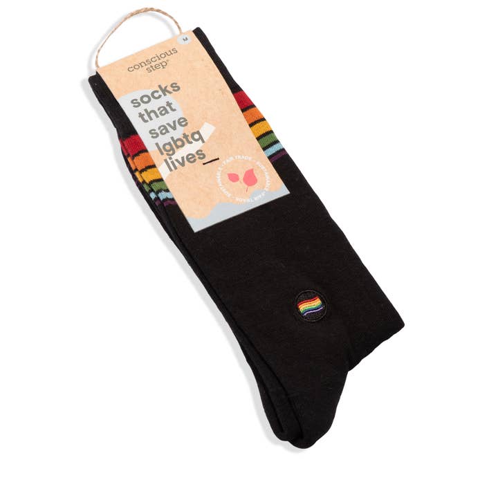 Conscious Step - Wholesale Socks - Unisex - Socks that Save LGBTQ Lives (Classic Rainbow Stripe)1