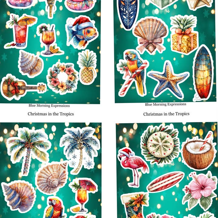 Handmade Stickers for Laptops, Journals, Notebooks, Scrapbooks Christmas for wholesale by Blue Morning Expressions