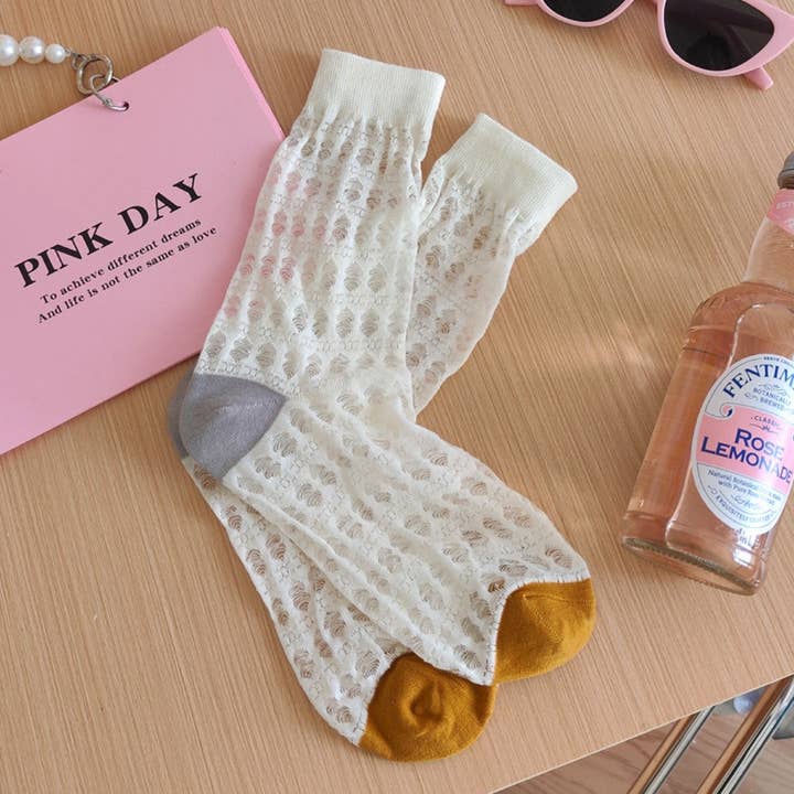 Funkyrel® Atzbranding Limited - Wholesale Socks - Women's - Rufia - Color-Blocked Breathable Mesh Socks