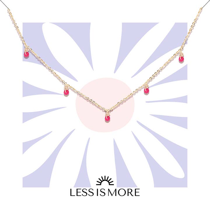 Red Jade Confetti Necklace (Gold or Silver) for wholesale by Less is More