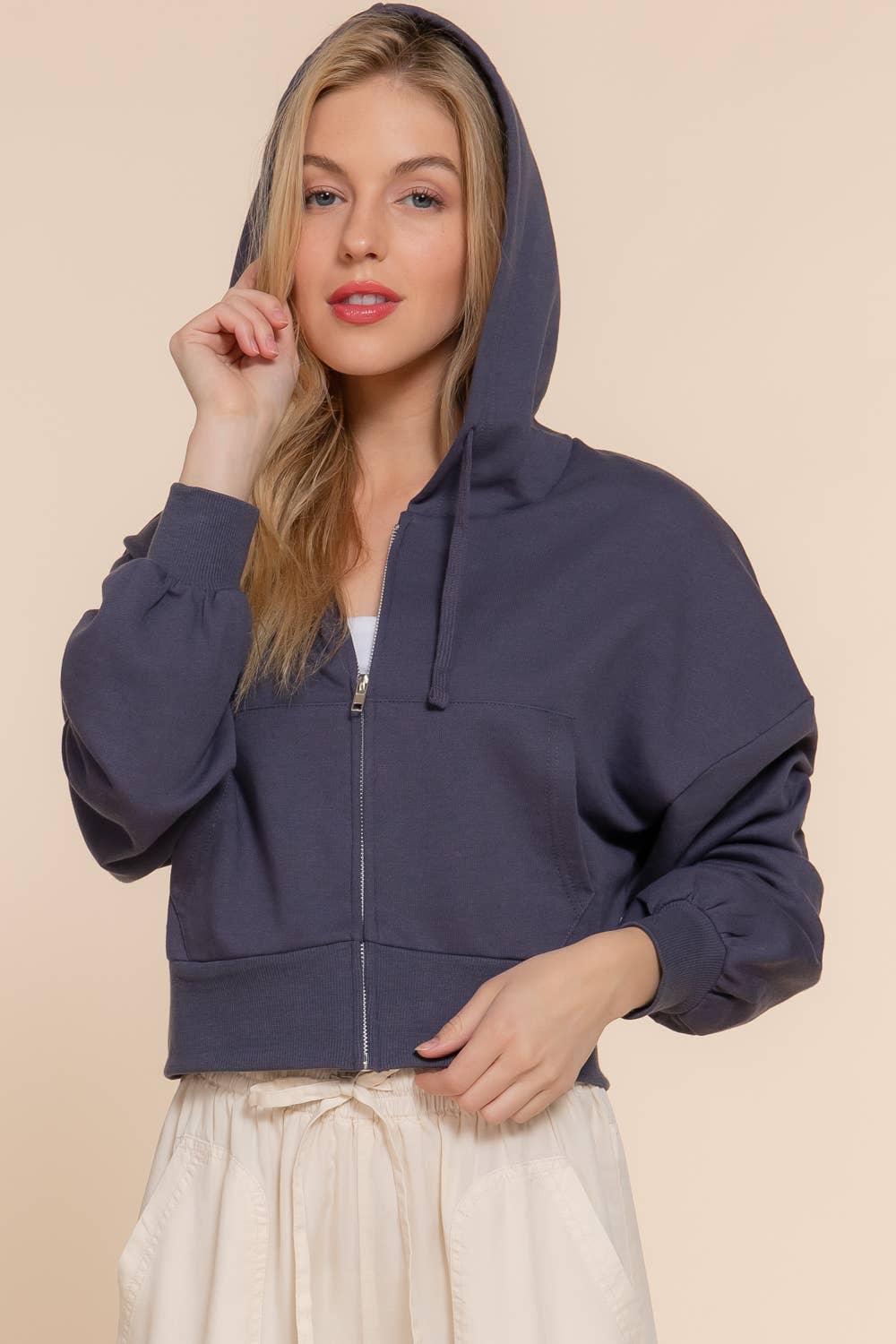 Active Basic | Active USA - Vente Sweat à capuche – femme - Veste à capuche zippée manches longues en French Terry30