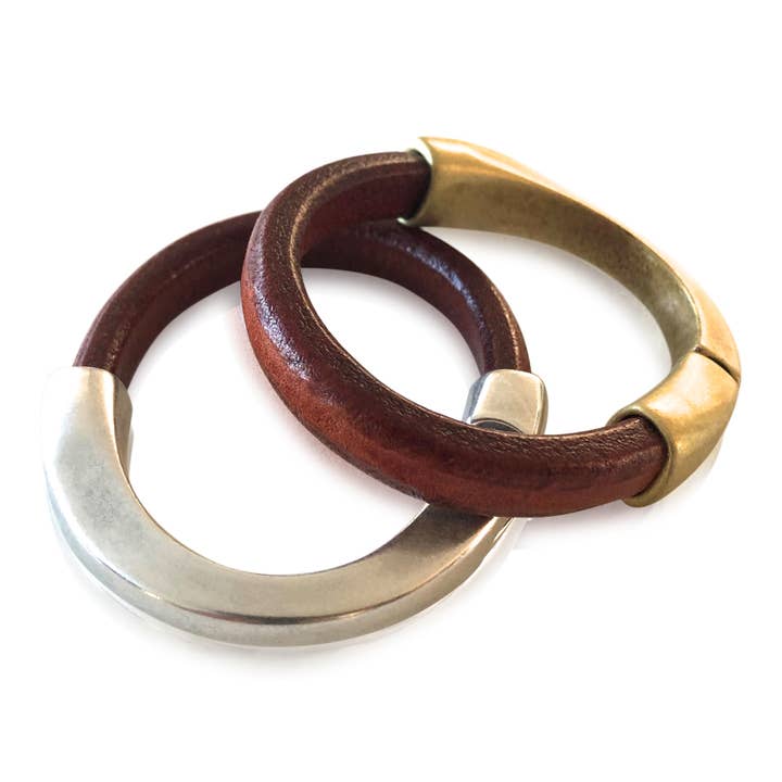 BA3 LUG - Luggage Colored Leather Bracelet with Arc Magnetic Clasp for wholesale by alison blair studio