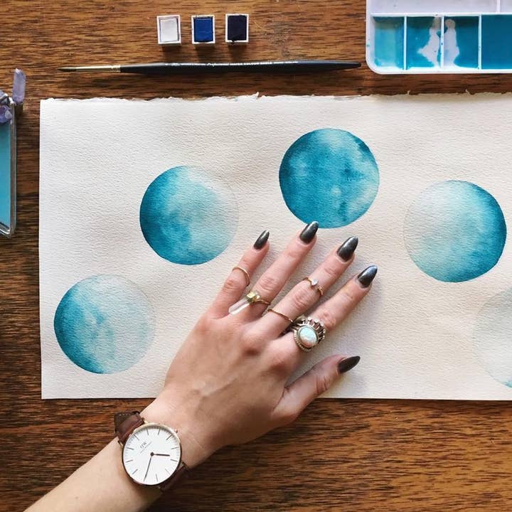 Oceanische blauwe maanprint (8" x 10") voor wholesale door Jess Weymouth