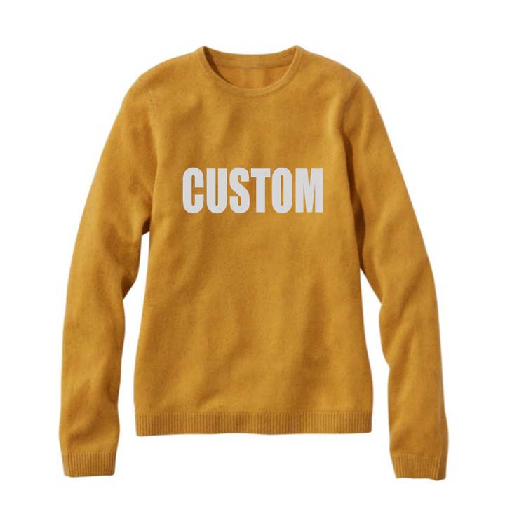 CUSTOM Classic Knit Sweater - Mustard for wholesale by Peachy Pendants