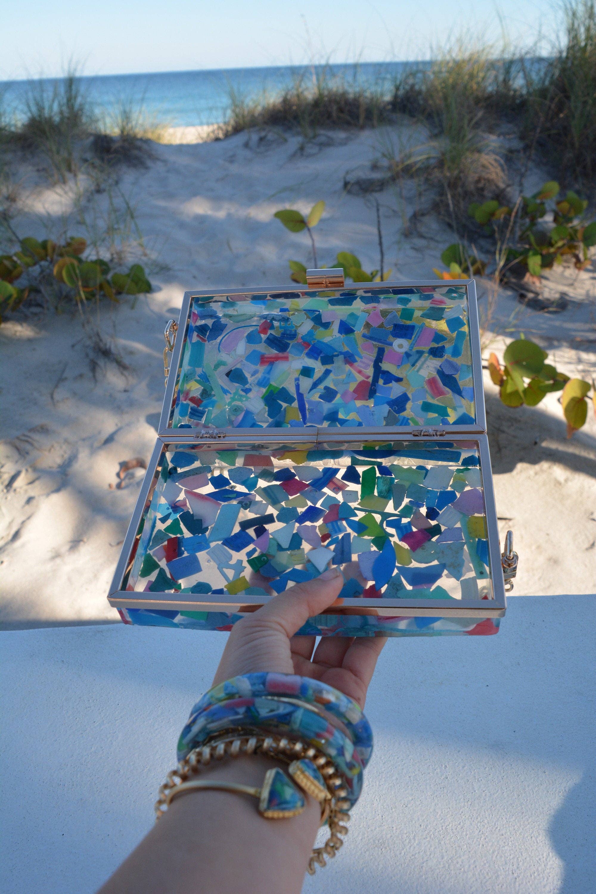 Ocean Plastics - Wholesale Clutch Bag - Women's - Statement clutch made from ocean plastic, purse made of micro plastic, colorful evening bag, recycled eco-friendly fashion, something blue5