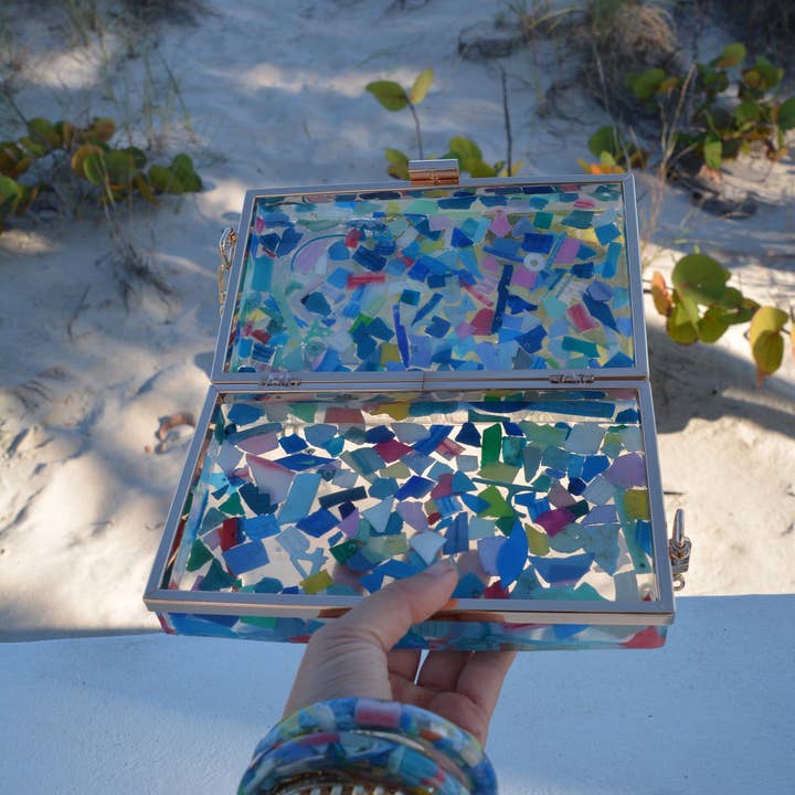 Ocean Plastics - Wholesale Clutch Bag - Women's - Statement clutch made from ocean plastic, purse made of micro plastic, colorful evening bag, recycled eco-friendly fashion, something blue5