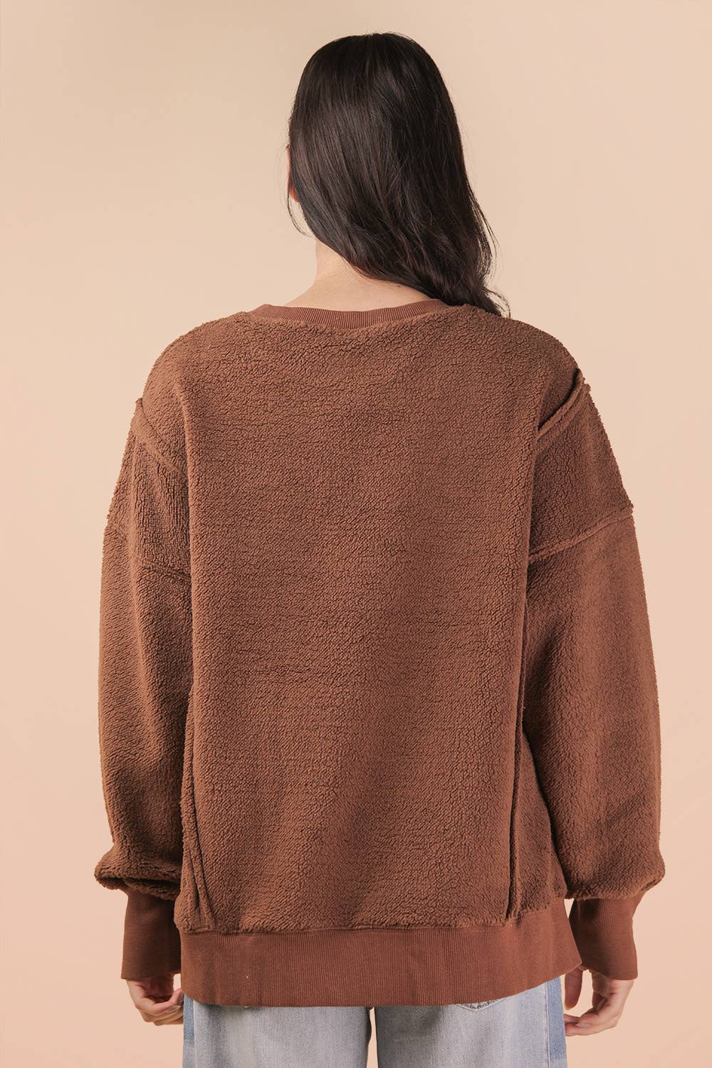 VERY J - Venta al por mayor Sudadera - Mujer - NT12367-Top de forro polar sólido casual de gran tamaño8