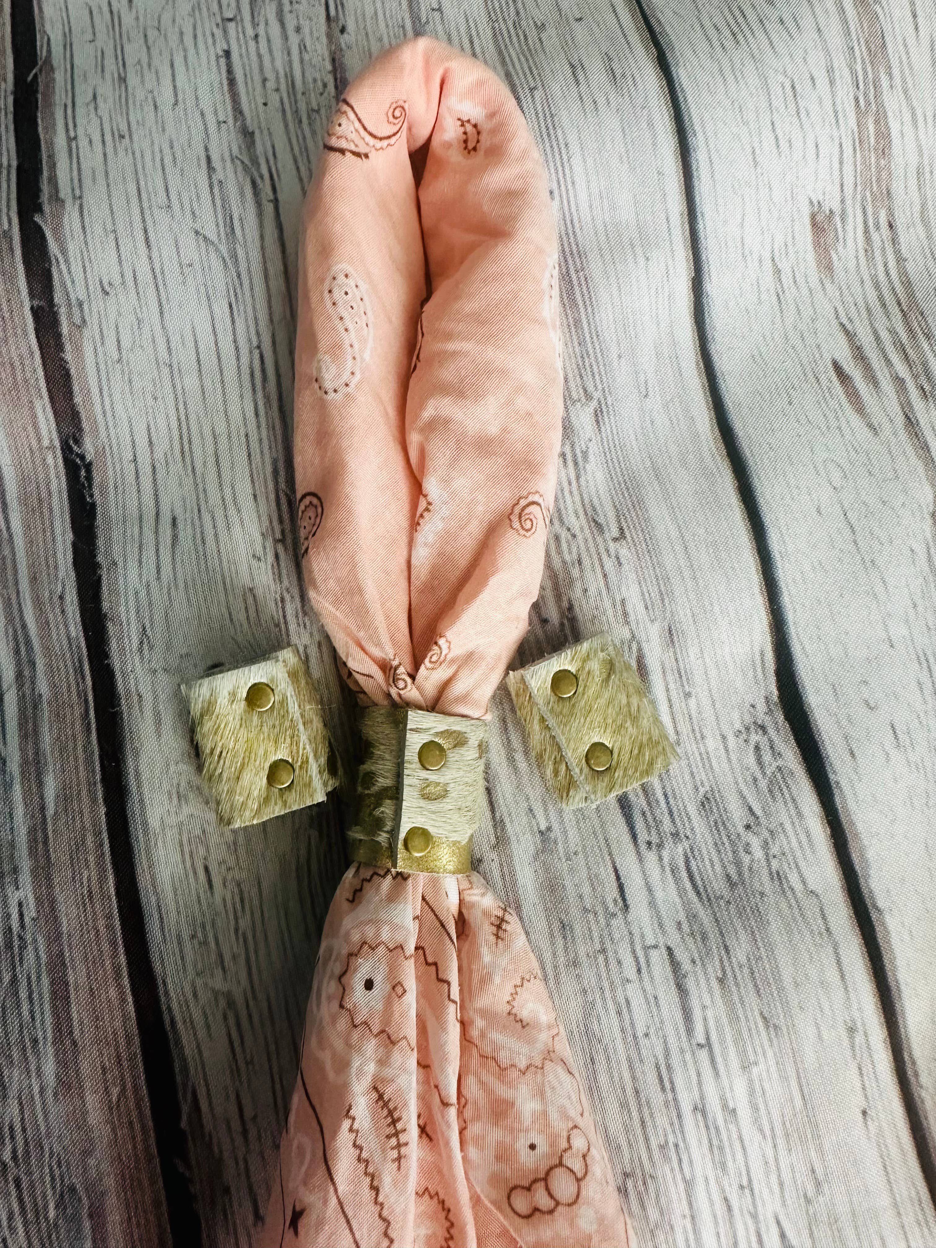 Boots Are My Roots - Wholesale Bandana - Women's - Gold Metallic Cowhide Bandana Slides 0