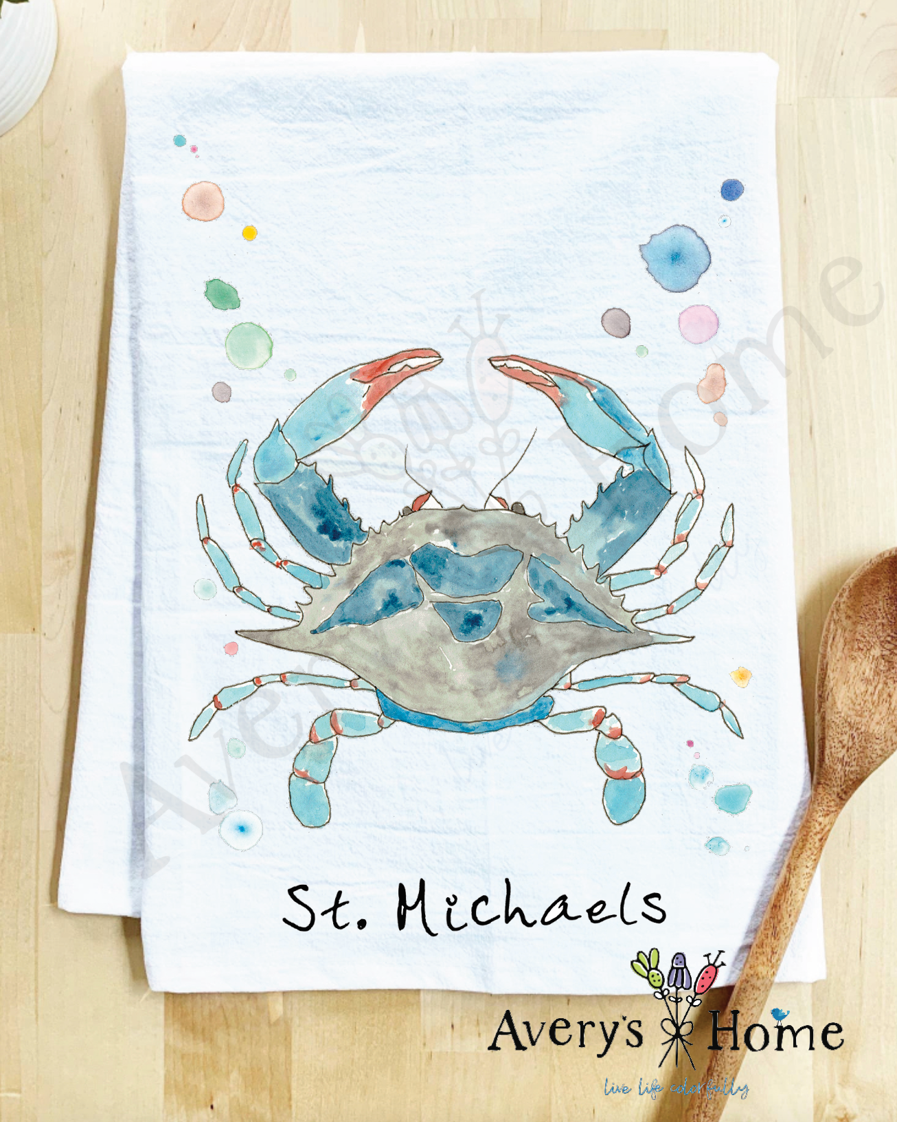 Avery's Home - Wholesale Tea Towel - Blue Crab Ocean Customizable Coastal Tea Towel49