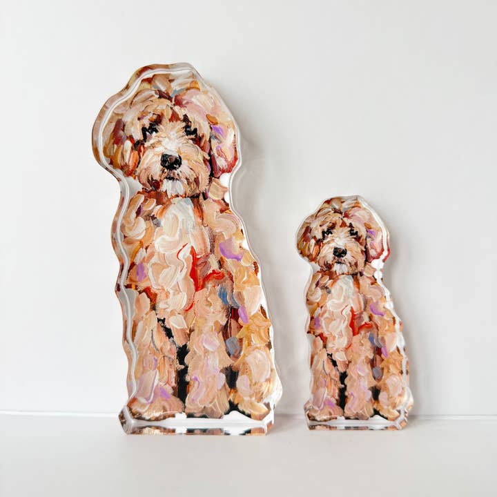 Chelsea McShane Art - Wholesale Decorative Tabletop Object - “Goldendoodle Classic” acrylic shelfie