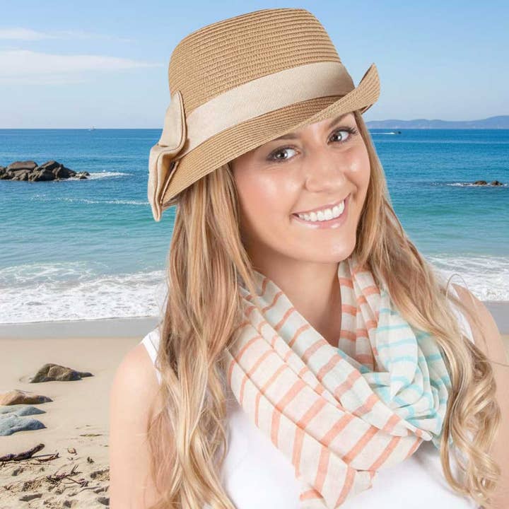 0830 - Multi Color Stripe Infinity Scarves for wholesale by The Magic Scarf Company