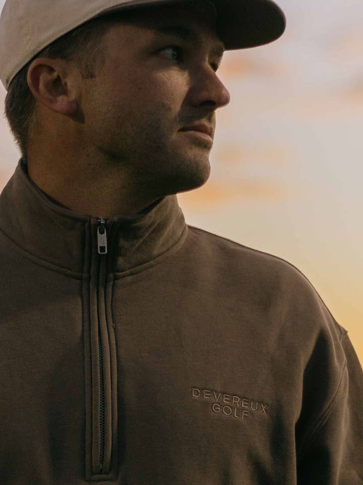 Relaxed Quarter Zip - Cafe Brown for wholesale on Faire5