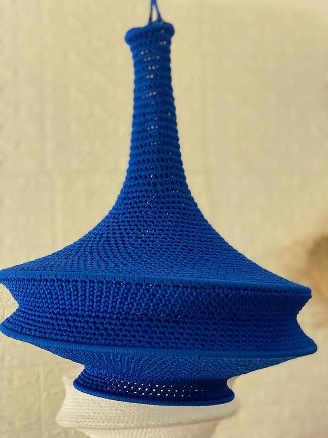 martitec - Vente Lustre/Suspension - Lampe crochetée moderne | Suspension lumineuse bohème | Abat-jour rustique6