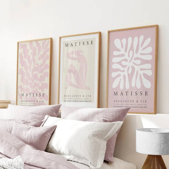 Blush Pink Matisse Wall Art. Trendy Exhibition Print for wholesale by Art Lane