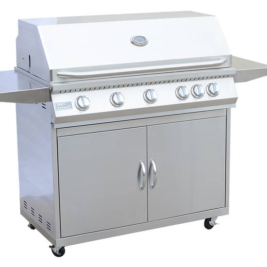 The Pizza Oven Guru - Wholesale Grill pan/griddle - 5 Burner 40 Inch Cart Model BBQ Grill With Locking Casters 304 Stainless Steel0