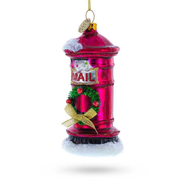 Red Mailbox with Letter to Santa Glass Ornament for wholesale by BestPysanky