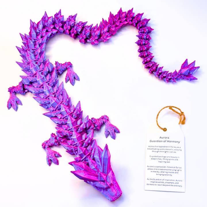 Dragon Fidgets - Wholesale Fidget Toy - Kids - 19IN Crystal Dragon Fidget Toy Decor, 3D Printed
