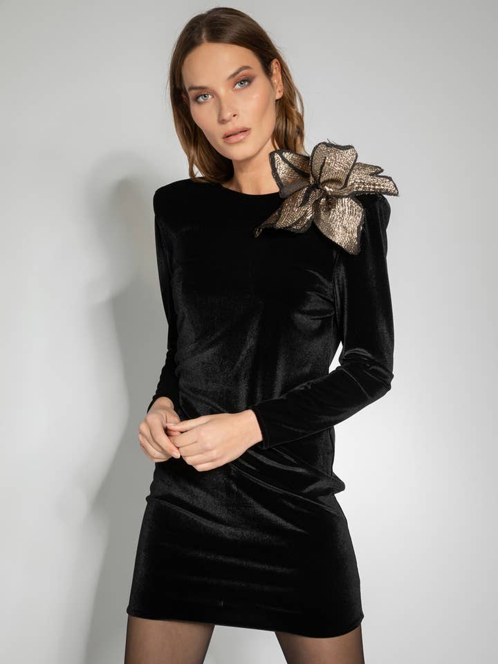 A6187 ORGANZA FLOWER PIN GOLD LEAVES for wholesale by Moqette