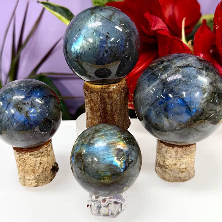 KayleeNYC - Wholesale Spiritual Stone/Crystal - 3-4 Pcs Natural Labradorite Sphere Crystal Ball healing 2