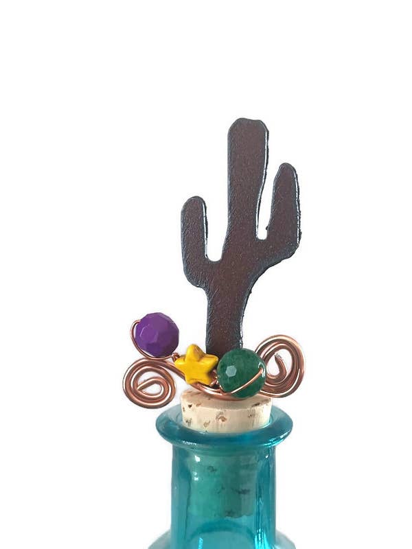 Rustic Wine Cork Cactus SAGUARO shape with beads and wire for wholesale by The Rustic Barn
