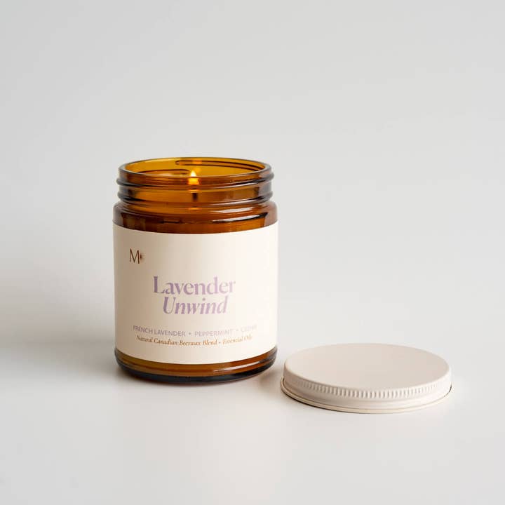 Lavender Unwind | Bougie en pot à la cire d'abeille canadienne 100% naturelle pour la vente par Misiyo Candle Co
