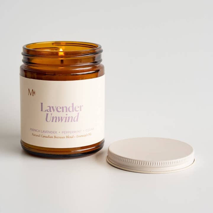 Lavender Unwind | Bougie en pot à la cire d'abeille canadienne 100% naturelle pour la vente par Misiyo Candle Co