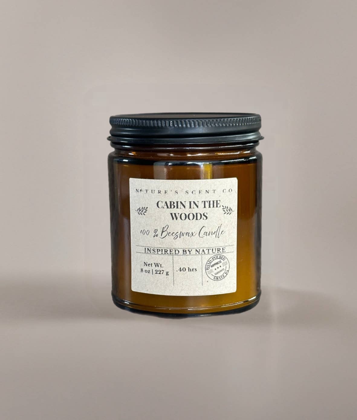 Nature’s Scent Co - Wholesale Jar/Filled Candle - Cabin In The Woods Jelly Jar Beeswax Candle
