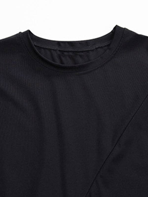 ZWART Stijlvolle zwarte T-shirttop met onregelmatige ritssluiting voor groothandel op Faire10