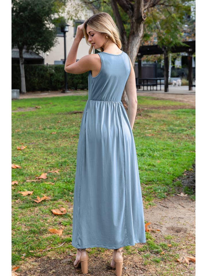 You & Me - Vendita all'ingrosso Vestito - Donna - YMD10095V-ABITO LUNGO SENZA MANICHE A TINTA UNITA12