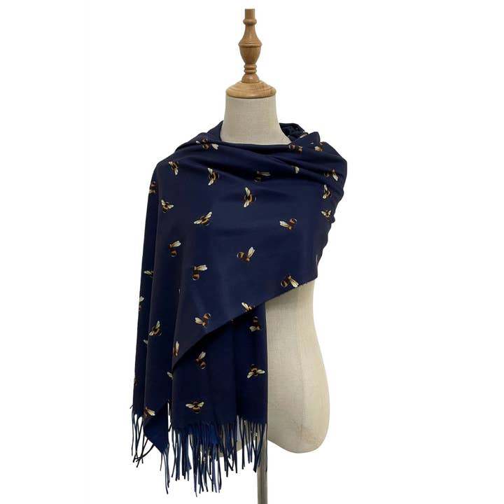 Fashion Scarf World - Wholesale Scarf - Women's - Bumble Bee Print Tassel Scarf