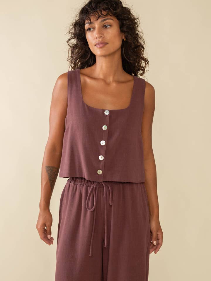 NLT - Wholesale Tank Top - Women's - Square Neck Linen Vest