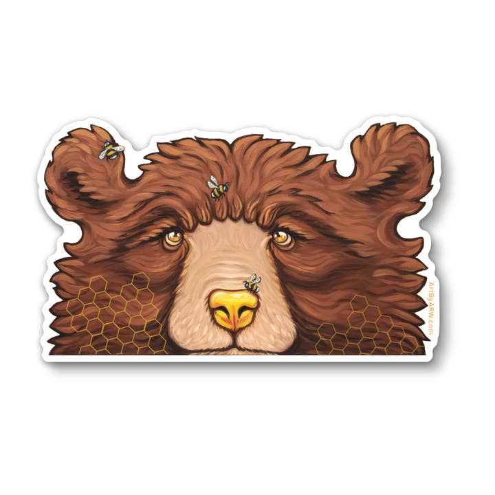 Autocollant étanche Ours doux comme le miel pour la vente par Amanda Rose Warren