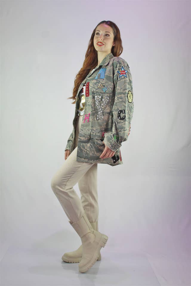apiedinudinelparco - Wholesale Jacket - Women's - ABU USAF JACKET 2000s CUSTOM PATCH GLITTER CAMOUFLAGE LUXURY3