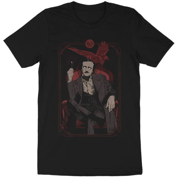 Wicked Clothes – wholesale Screen printed t-shirt – unisex – 'Poe and the Raven' Shirt1