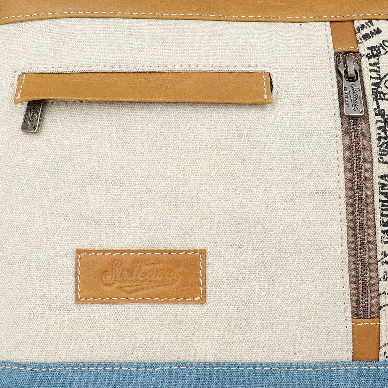 Sixtease Bags USA - Wholesale Crossbody Bag - Women's - Canvas  Leather Women's Crossbody Bag - Air Force Blue/Pearl5