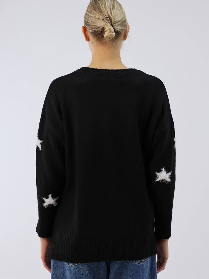 STAR PATTERN KNIT SWEATER for wholesale by Cloth Cube