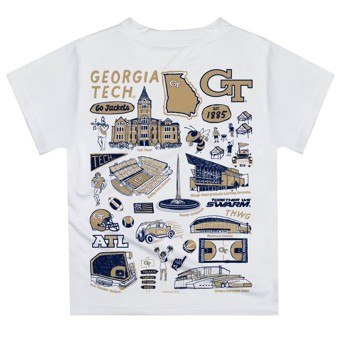 Vive La Fete - Wholesale Screen Printed T-Shirt - Kids - Georgia Tech Yellow Hand Sketched Impressions Boys T-Shirt5