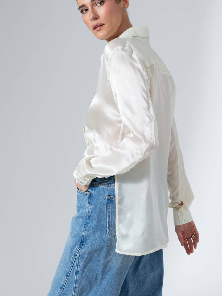 The Mae Silk Button Up Shirt for wholesale by Bastet Noir