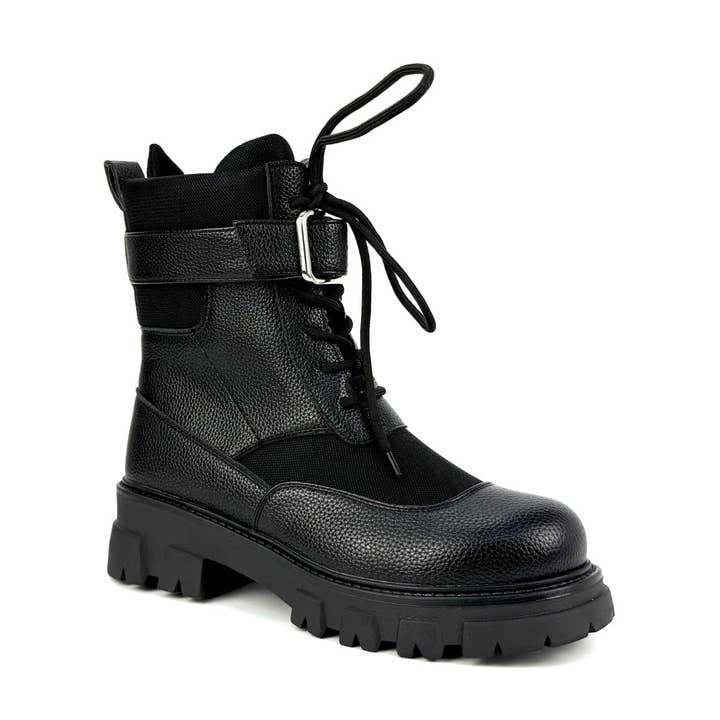 (ALLEEN VOORBESTELLING) TriniBad - Vegan Leren & Mesh Gebreide Comfortabele Festival Combat Laarzen voor wholesale door Carnival Kicks