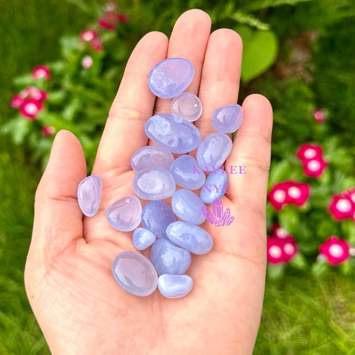 KayleeNYC - Wholesale Spiritual Stone/Crystal - 1 lb Natural Blue Chalcedony mini Tumble Healing