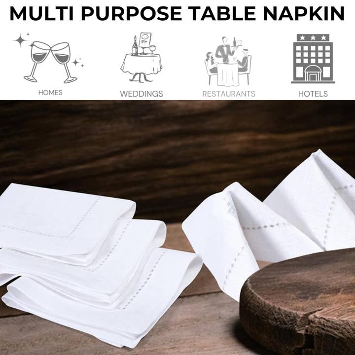 Premium Linen Cloth Dinner Napkins, 16x16- White (Set of 6) for wholesale on Faire6